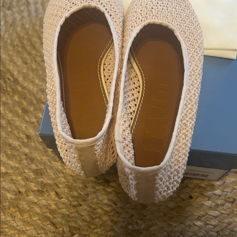 NIB • STAUD Alba Ballet Shoes in Cream Crochet - Picture 9 of 11